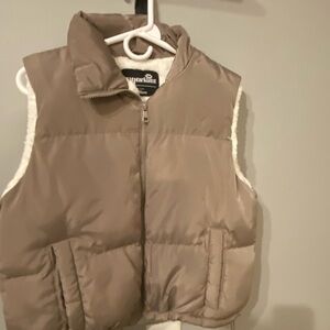 Pinkish tan puffer vest fleece lining